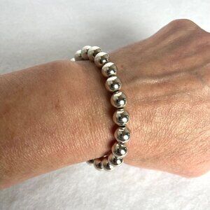 Sterling Silver 925 Southwest Style 8MM Ball Bead Beaded Bracelet 7.5"